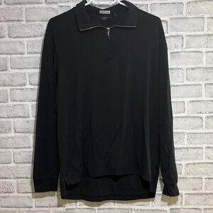 Lincs DC & Co Black 1/4 zipped Sueded Cotton pullover sweater, large